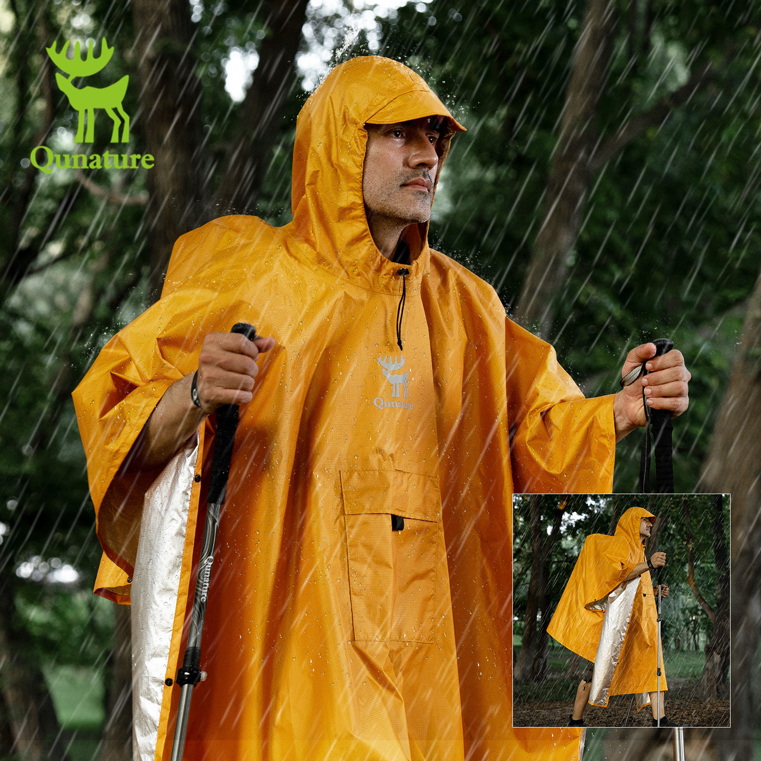 Women'S Fashion Rain Jacket - Qunature Raincoat 100% Waterproof Long Rain