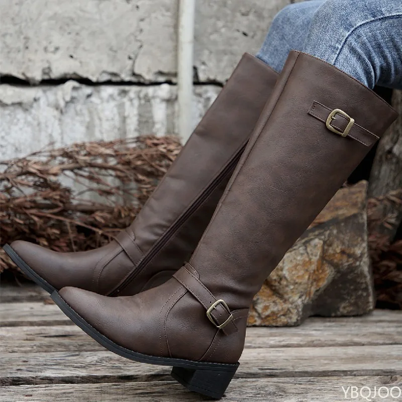 Women'S Fashion Boots 2025 - Retro minimalist Pleated Buckle shoes Women