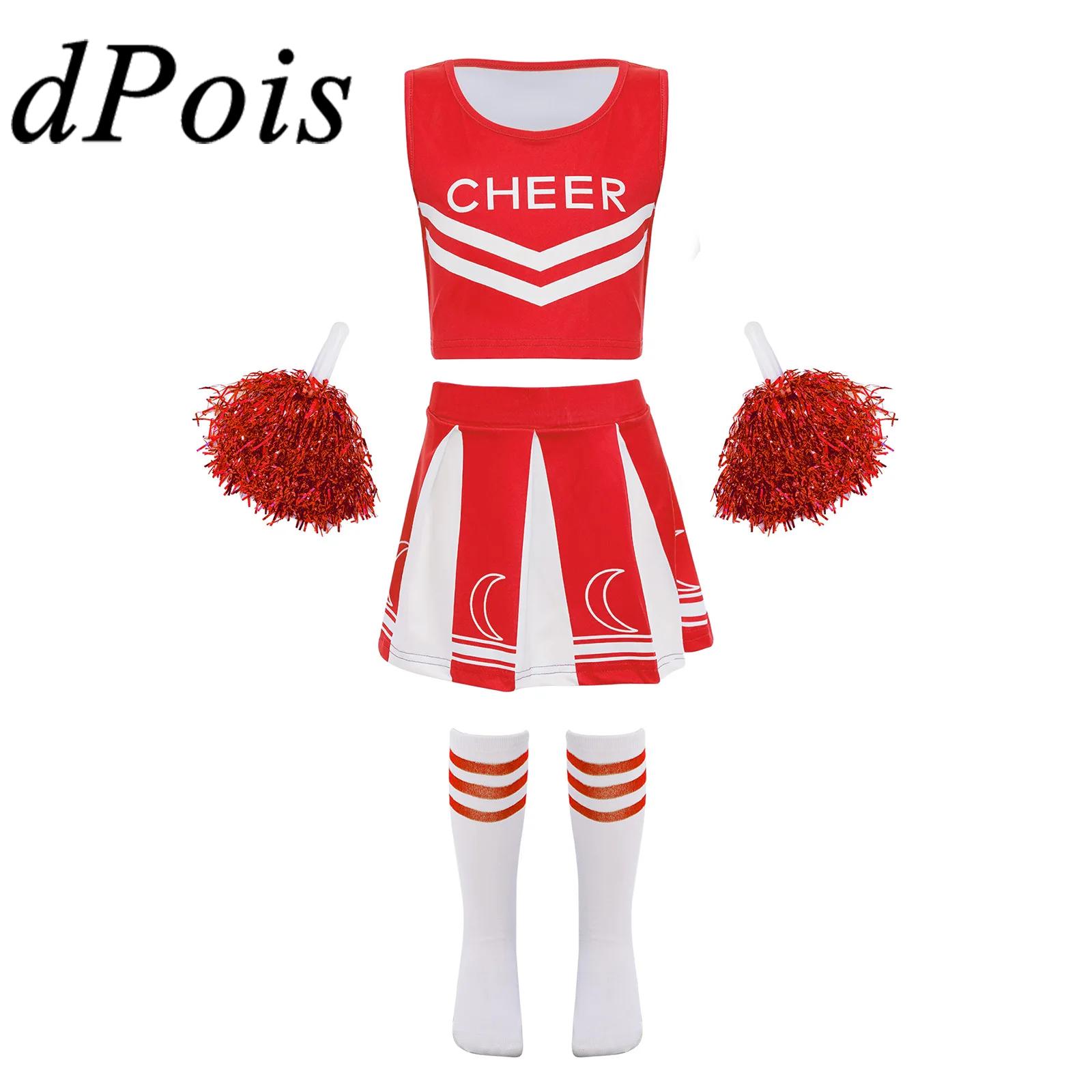 Pleated Skirt Women - Girls Letter Print Crop Top with