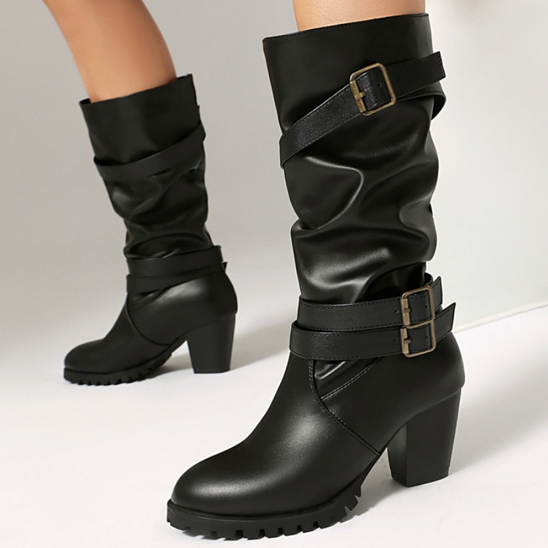 Women'S Fashion Riding Boots - Pleated Mid-calf Boots Women Fashion 2025