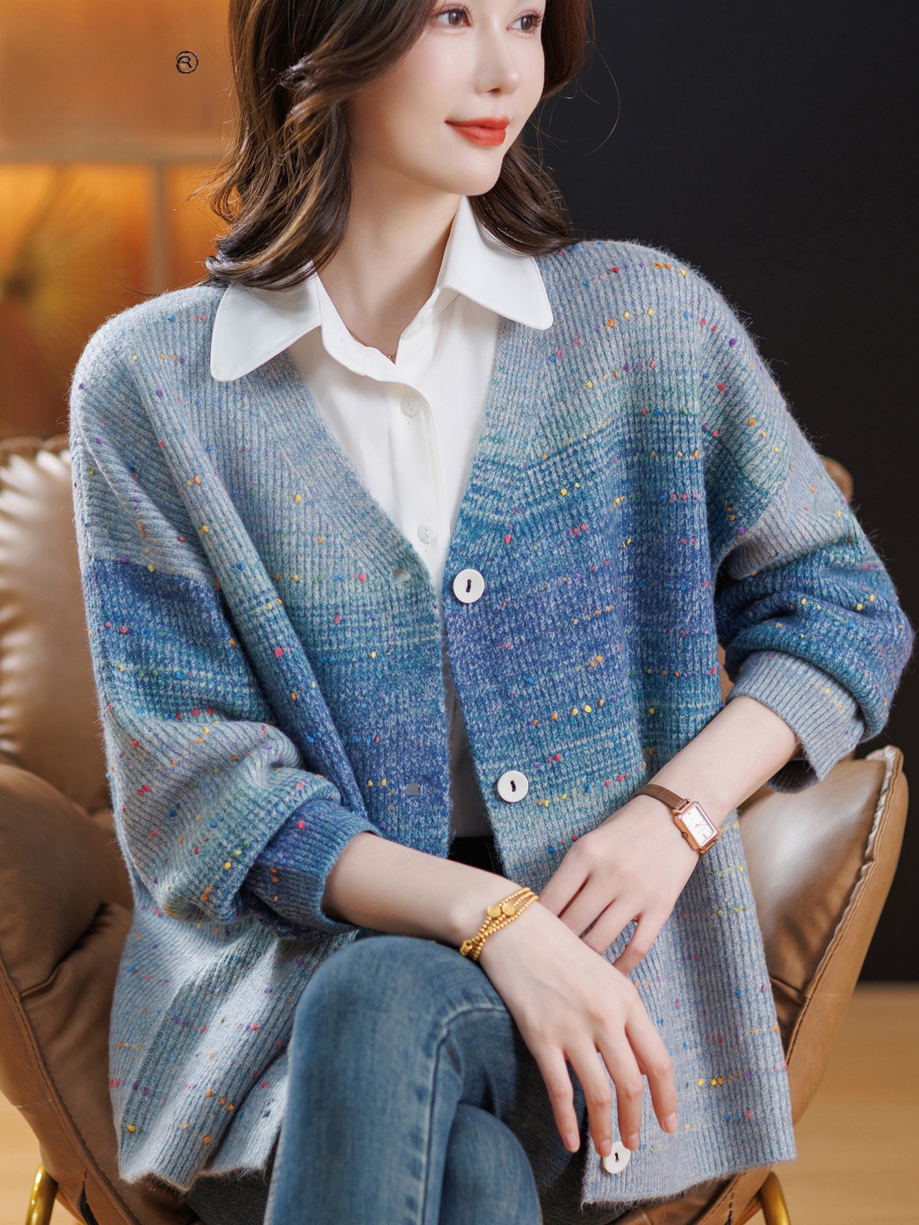 Spring Autumn V-neck Loose Flo - đánh giá và giá Women Fashion Over 60