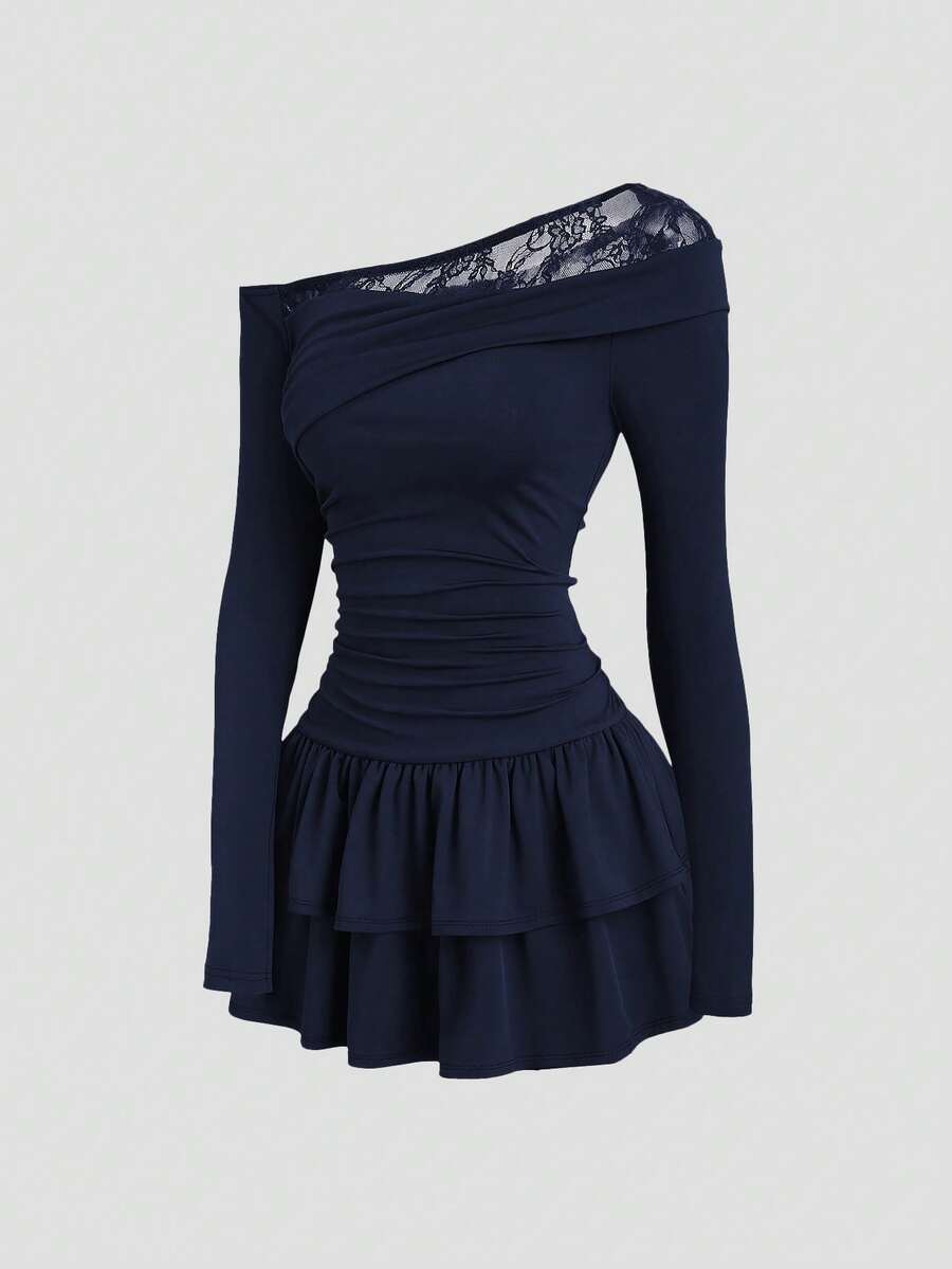 Elegant Off Shoulder Lace Patc - đánh giá và giá Women'S Fashion Jersey