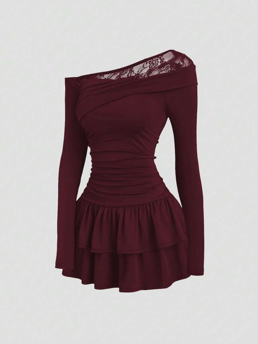Elegant Off Shoulder Lace Patc - đánh giá và giá Women'S Fashion Jersey