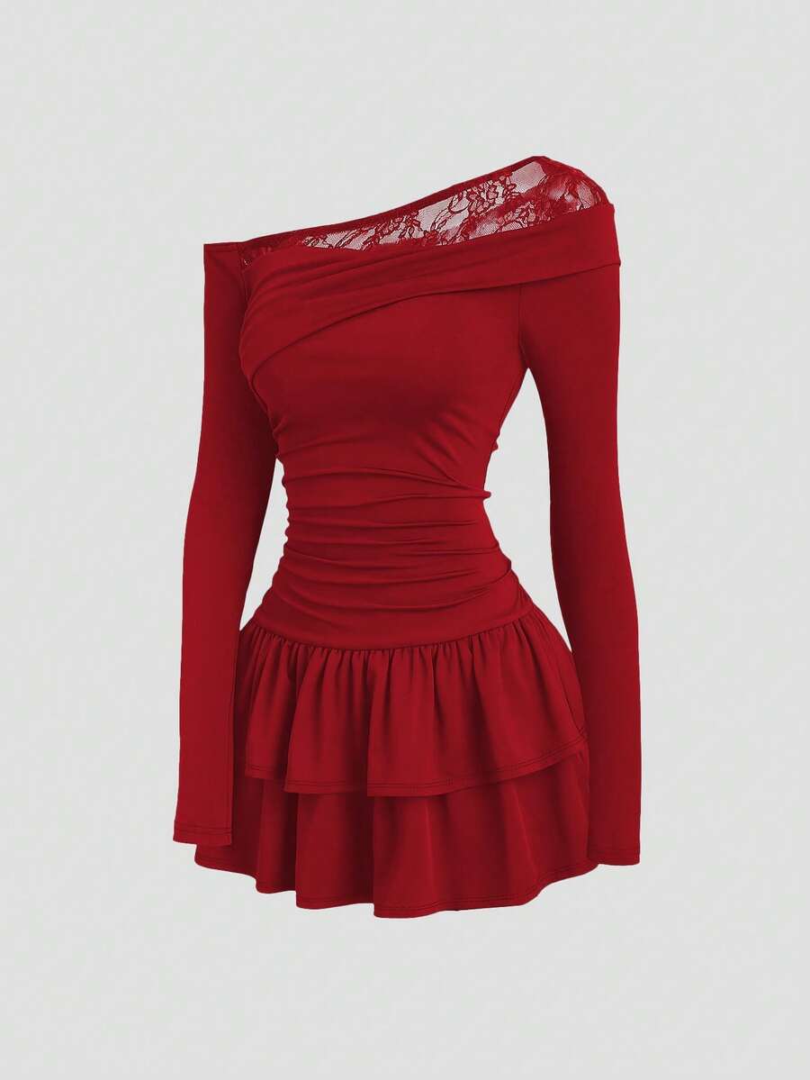 Elegant Off Shoulder Lace Patc - đánh giá và giá Women'S Fashion Jersey