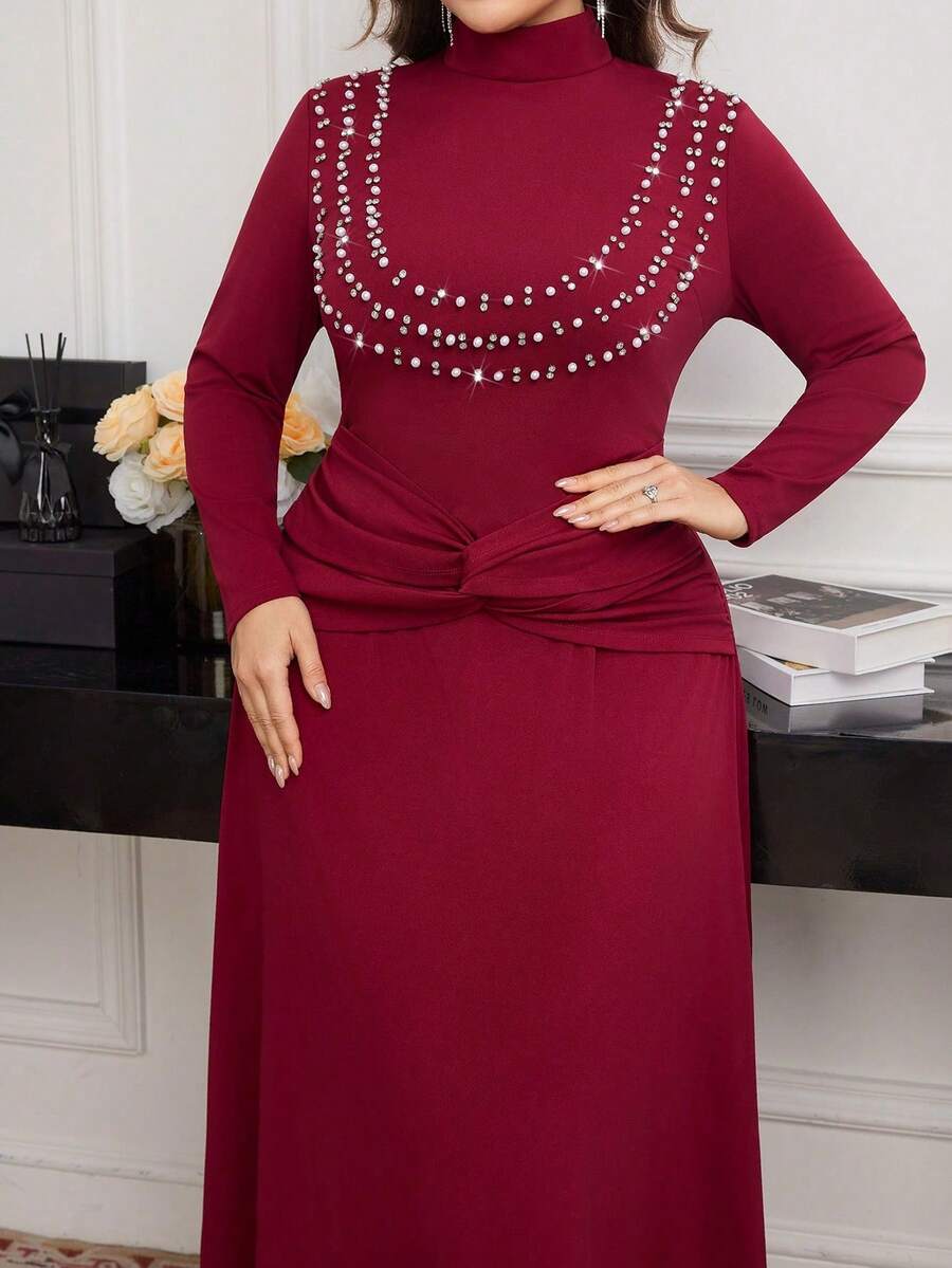 Elegant Solid Color Pearl Rhin - đánh giá và giá Women'S Fashion Jersey