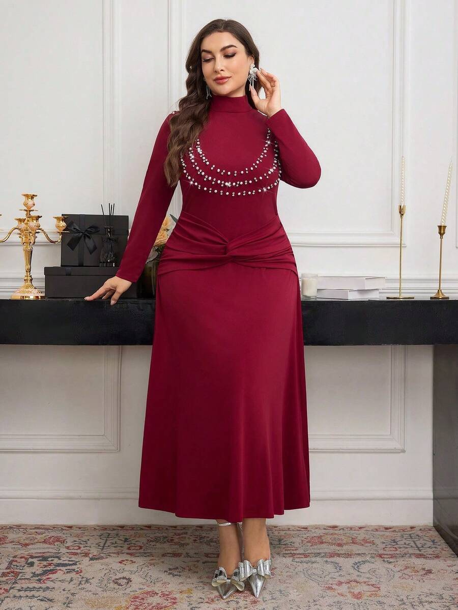 Elegant Solid Color Pearl Rhin - đánh giá và giá Women'S Fashion Jersey