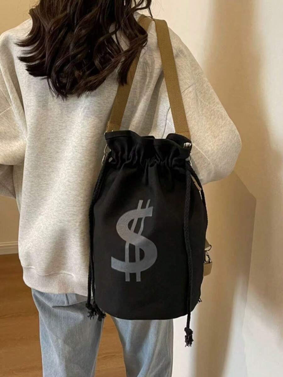 Black Canvas Drawstring Crossb - đánh giá và giá Canvas Tote Bag