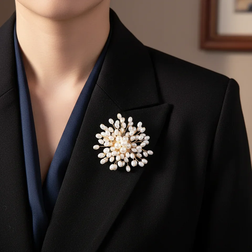 Pearl Woven Flower Brooch For  - đánh giá và giá Women Fashion Designer