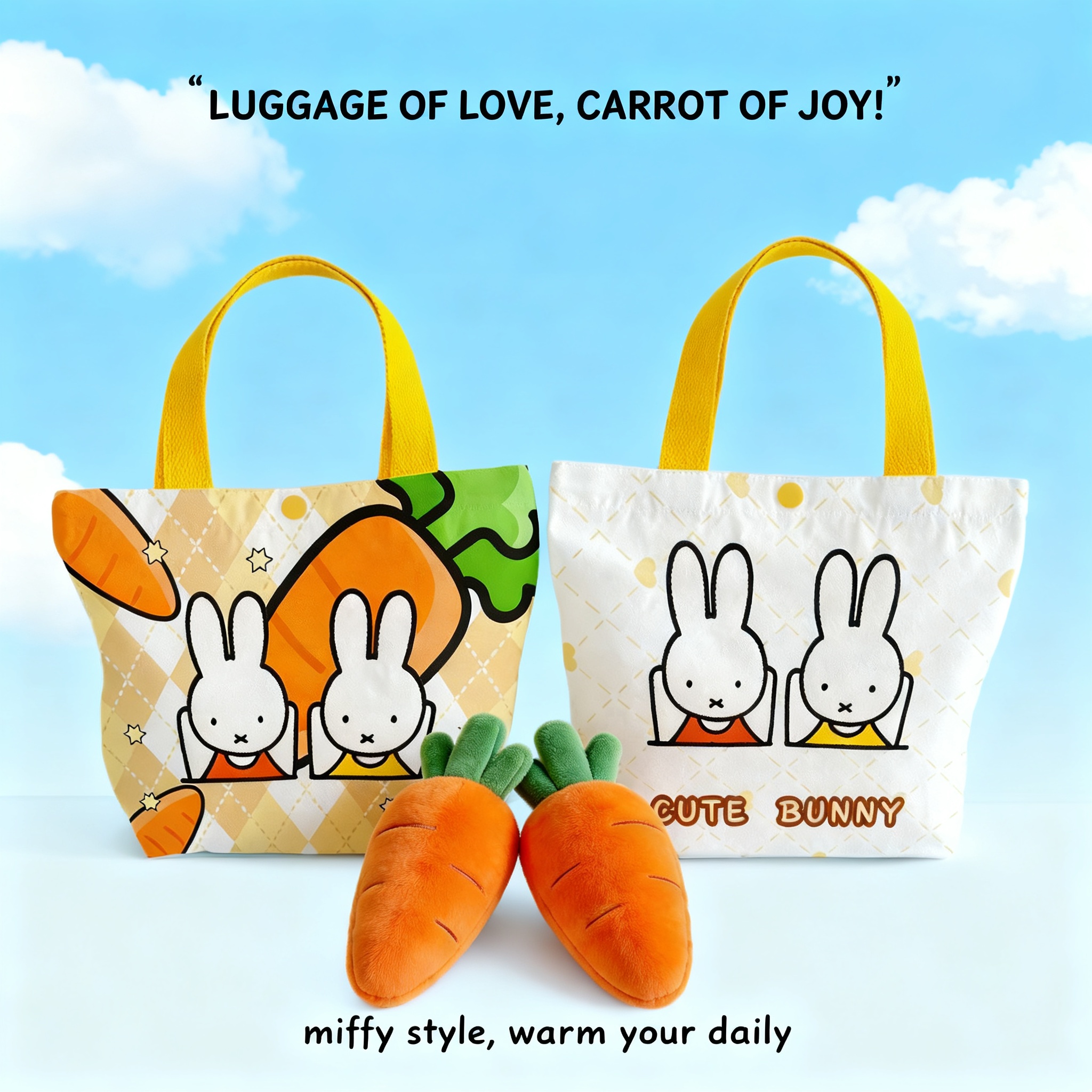 Creative Cartoon Miffy Rabbit  - đánh giá và giá Canvas Tote Bag