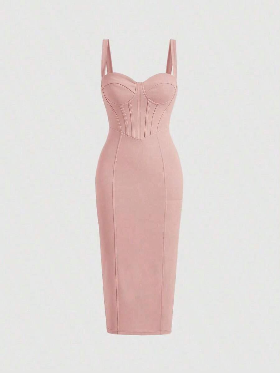 Solid Bustier Cami Dress Paste - đánh giá và giá Women'S Fashion Jersey