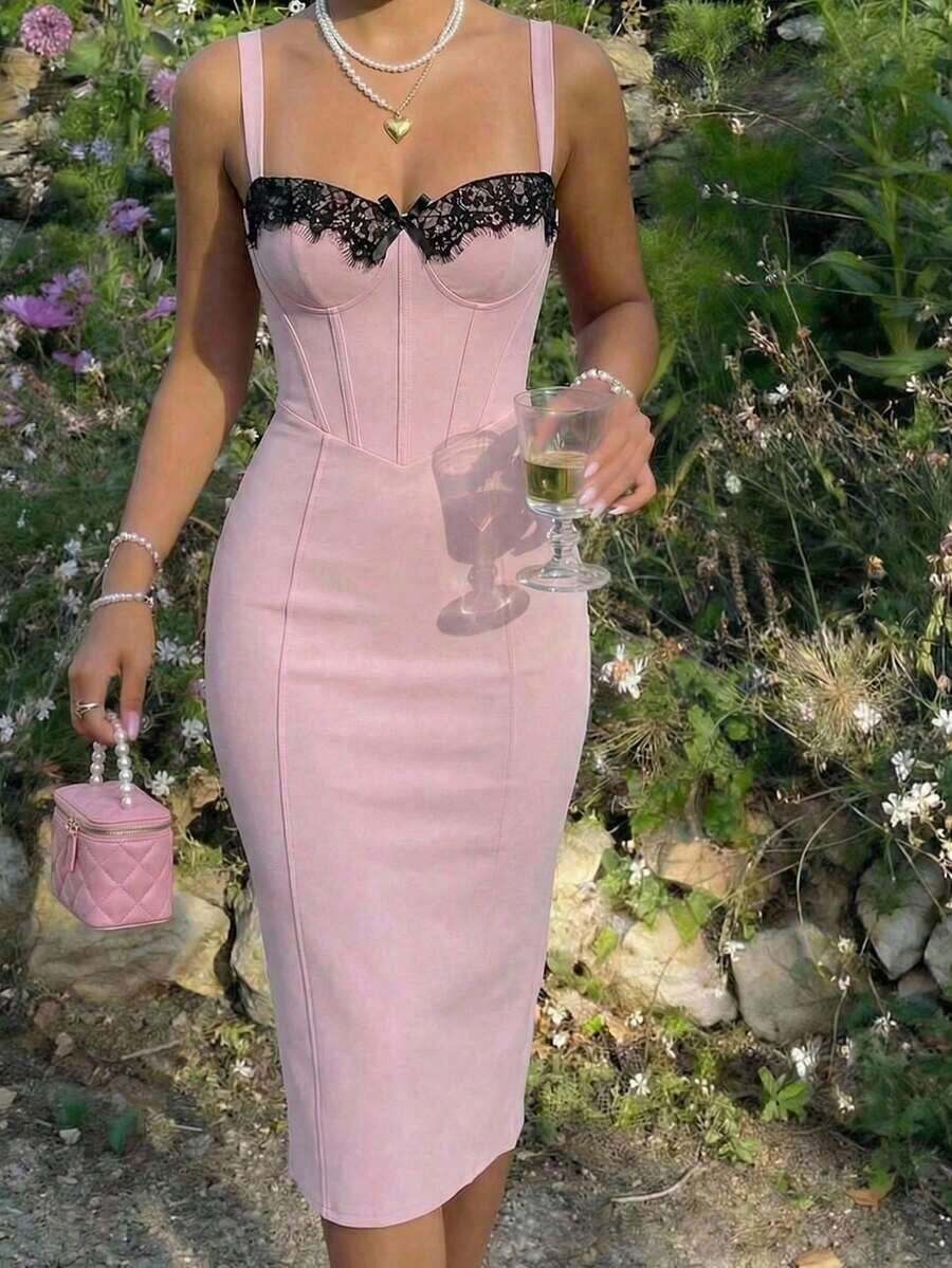Solid Bustier Cami Dress Paste - đánh giá và giá Women'S Fashion Jersey