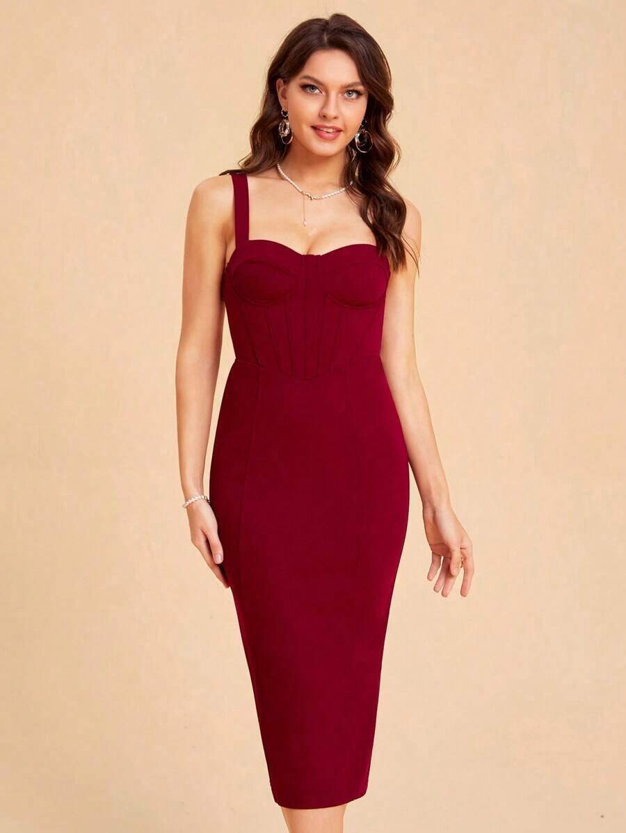 Solid Bustier Cami Dress Paste - đánh giá và giá Women'S Fashion Jersey