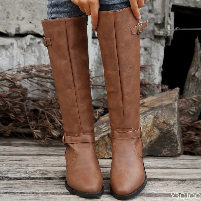 Retro minimalist Pleated Buckl - đánh giá và giá Women'S Fashion Boots 2025