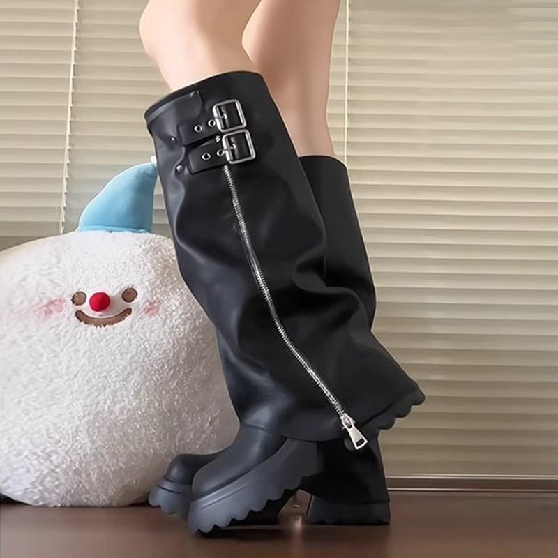 Punk Style Splicing Thick Bott - đánh giá và giá Women'S Fashion Riding Boots