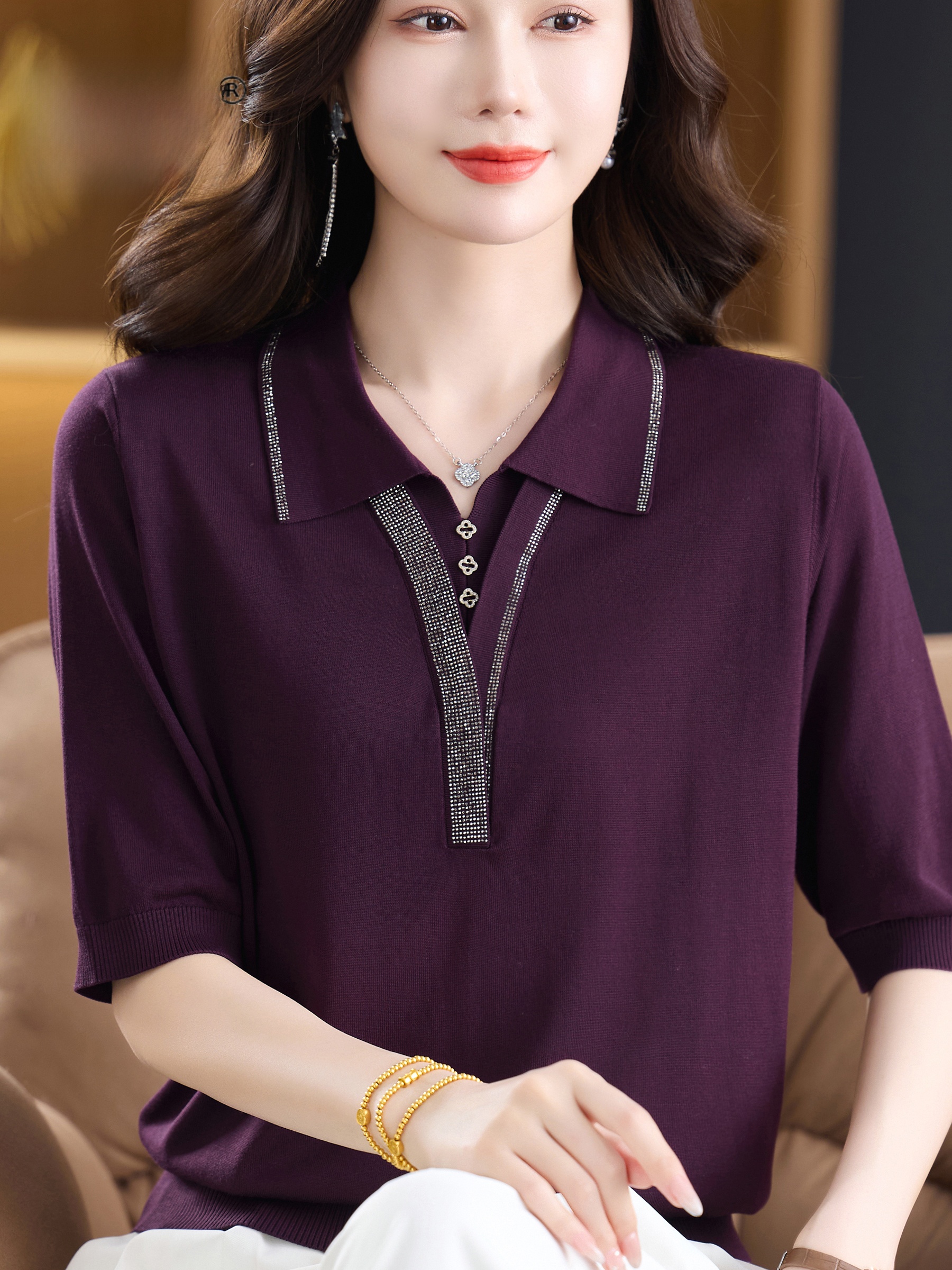 Fashionable V-Neck Short Sleev - đánh giá và giá Women Fashion Over 60