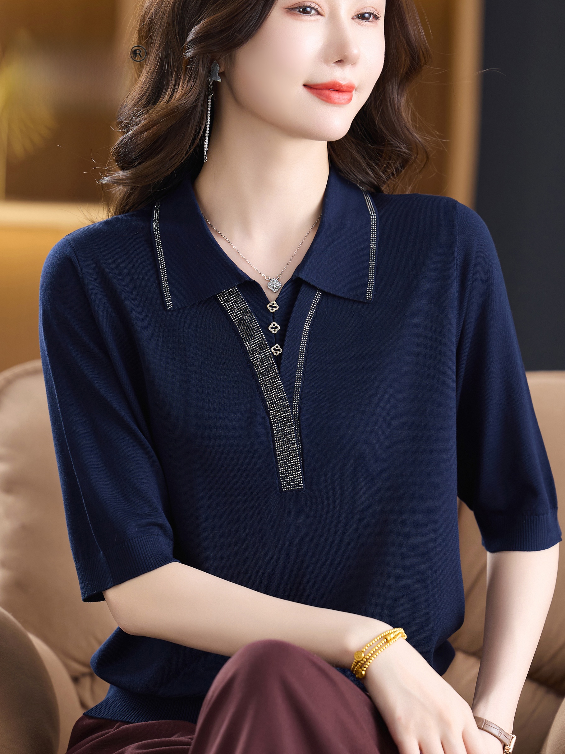 Fashionable V-Neck Short Sleev - đánh giá và giá Women Fashion Over 60