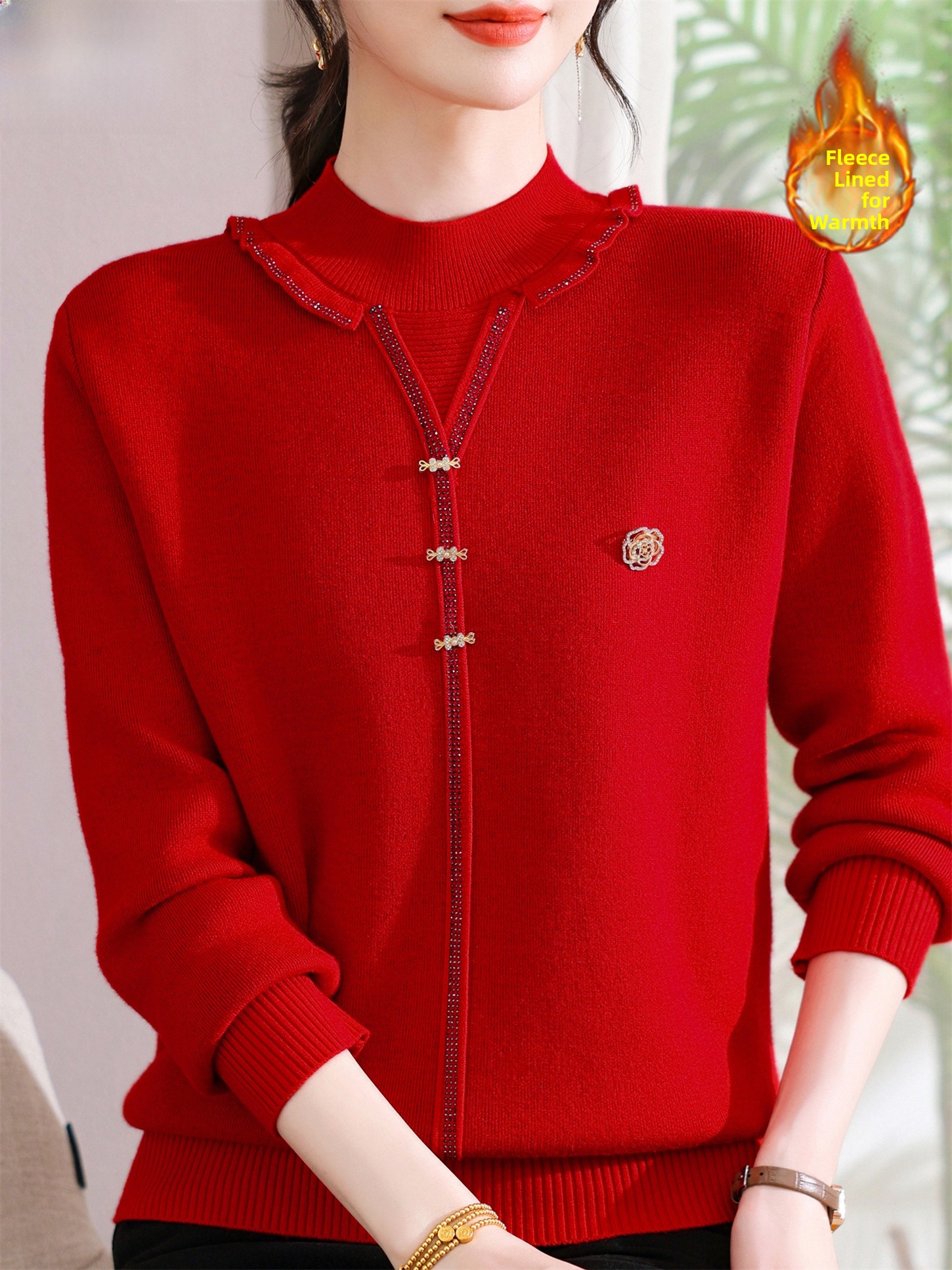 Thickened Fleece Knitted Sweat - đánh giá và giá Women Fashion Over 60