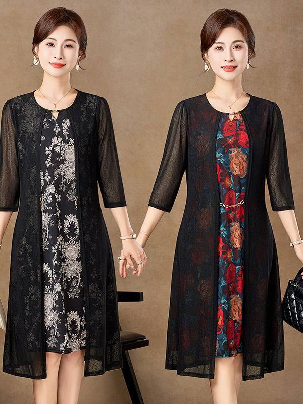 Elegant Mid-Sleeve Mesh Dress  - đánh giá và giá Women Fashion Over 60