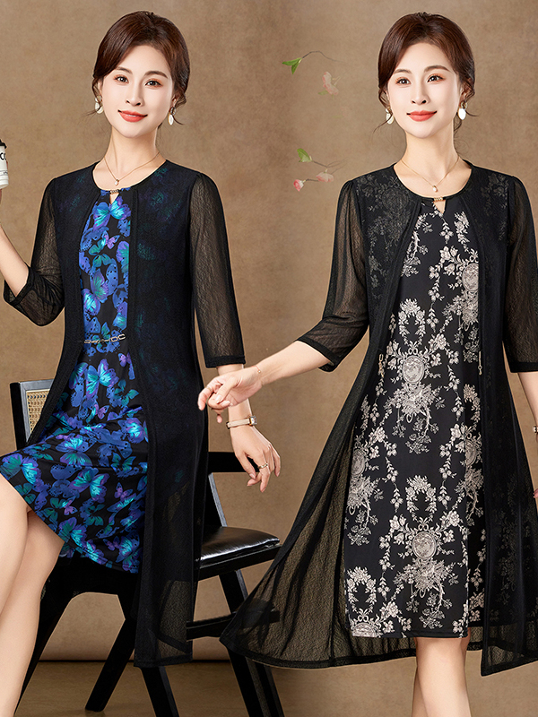 Elegant Mid-Sleeve Mesh Dress  - đánh giá và giá Women Fashion Over 60