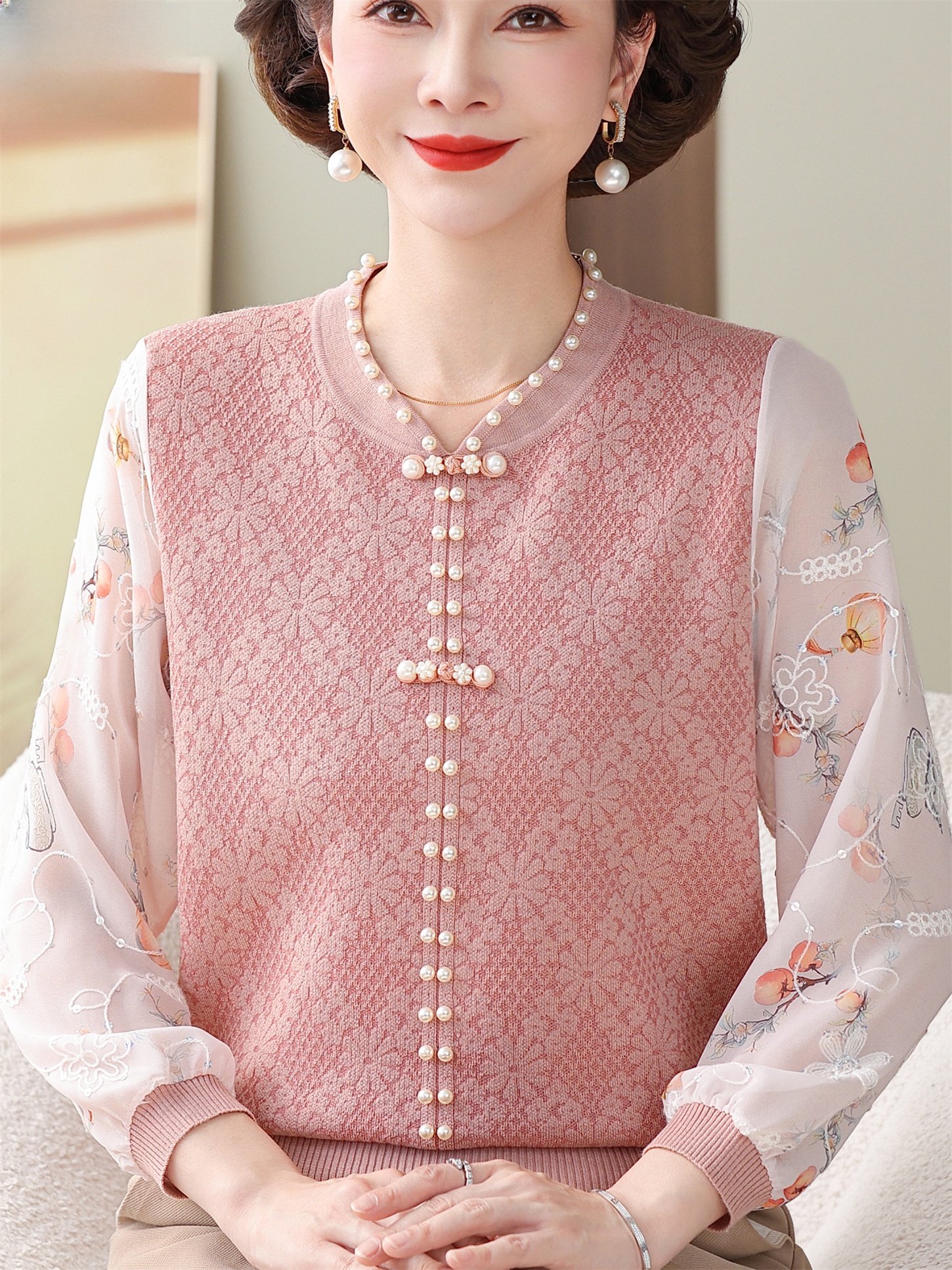 Ice Silk T-Shirt with Lace Sle - đánh giá và giá Women Fashion Over 60