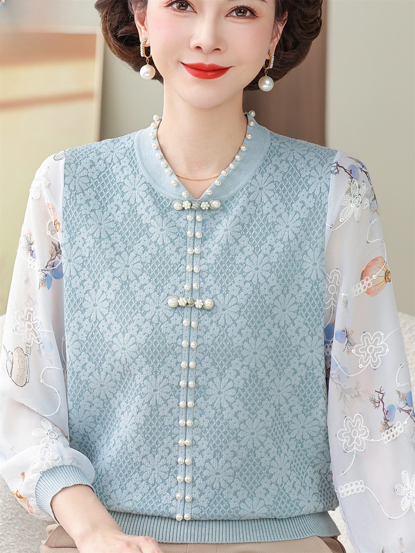 Ice Silk T-Shirt with Lace Sle - đánh giá và giá Women Fashion Over 60