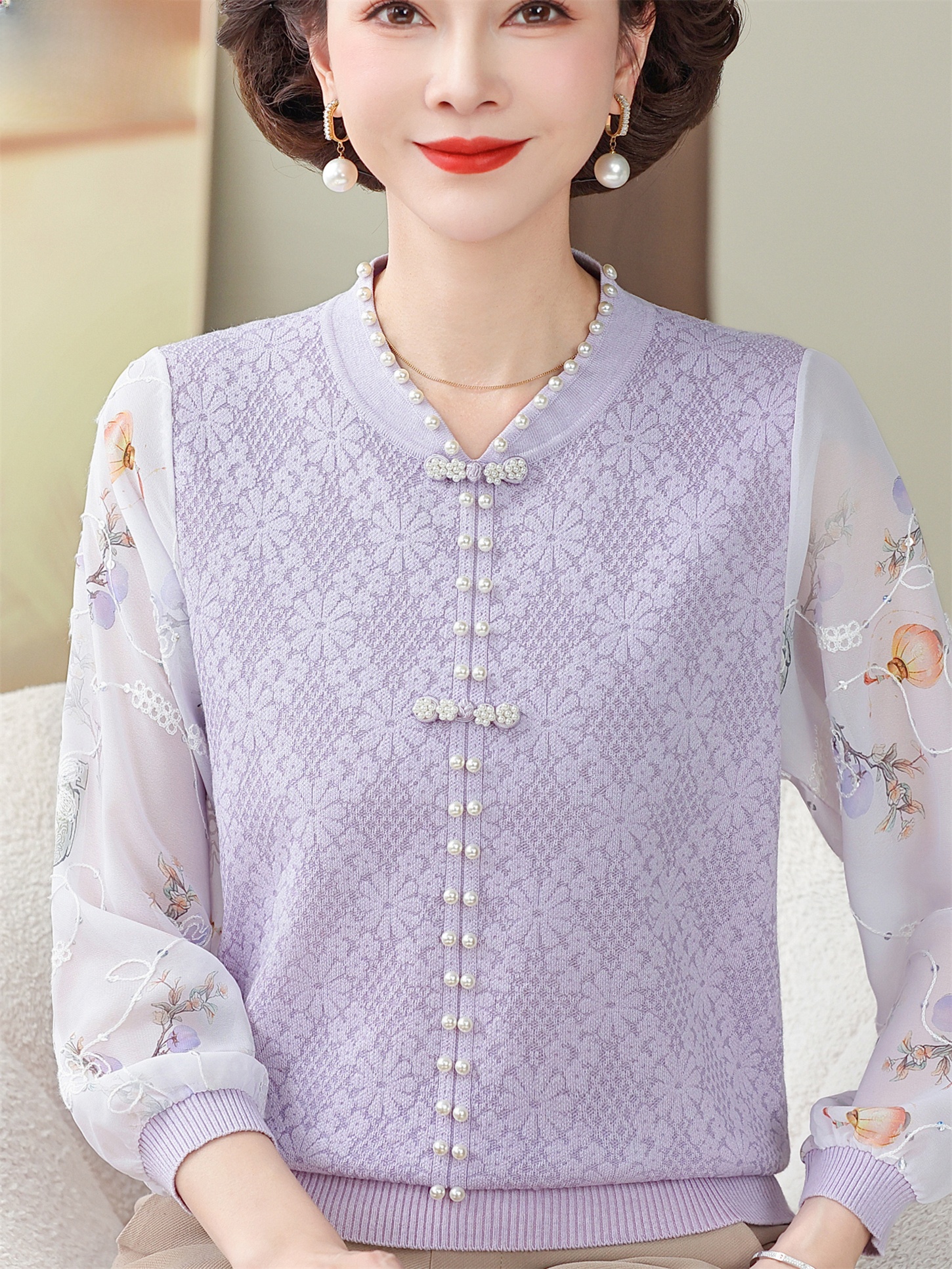 Ice Silk T-Shirt with Lace Sle - đánh giá và giá Women Fashion Over 60