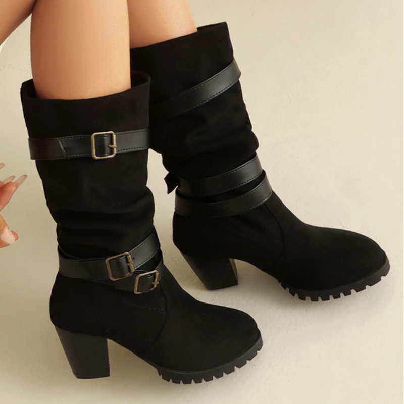 Pleated Mid-calf Boots Women F - đánh giá và giá Women'S Fashion Riding Boots