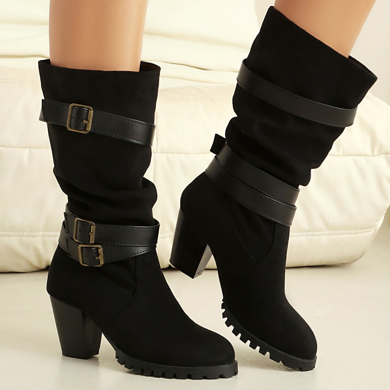 Pleated Mid-calf Boots Women F - đánh giá và giá Women'S Fashion Riding Boots